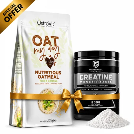 IronSkull  Creatine Monohydrate 250 g - Nature + Ostrovit Oat Flakes 200 g Kiwi Banane