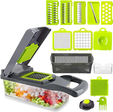 Cortador de Verdura 15 en 1 con 7 cuchillas cambiables