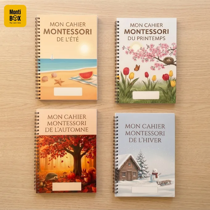 Les 4 cahiers Montessori des saisons : Printemps, Été, Automne et Hiver