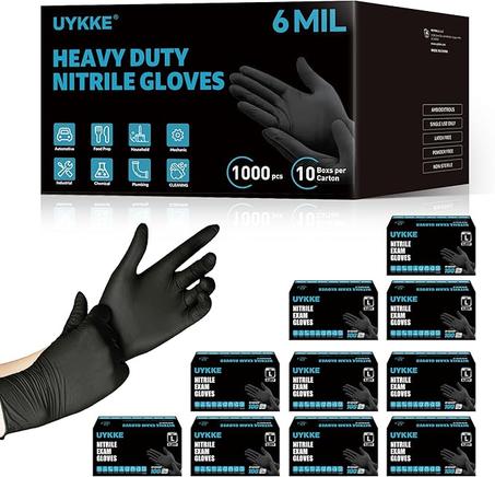 HEAVY DUTY - Guantes desechables de nitrilo de 6 mil, desechables, sin látex, para mecánico, para preparación de alimentos, para tatuajes, 1000 unidades