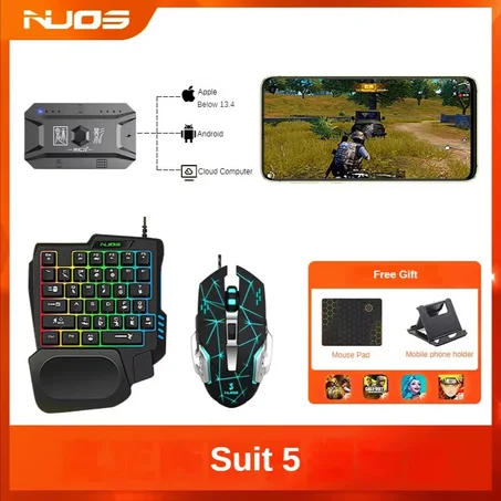 Manette de jeu M1 Pro, convertisseur de jeu pour téléphone mobile, souris, clavier, contrôleur de jeu BT5.0, compatible avec les systèmes iOS et Android