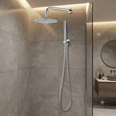 Kit de Douche Encastré GEBOMED Design Moderne Carré ou Rond Acier Inoxydable 304 Garantie 5 Ans