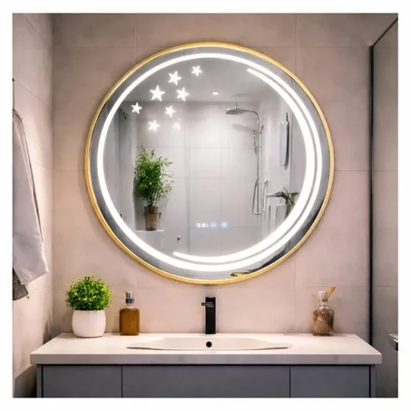 Miroir rond lumineux BD Art Luna - 70 cm de diamètre avec éclairage LED blanc froid (4200 K) et conforme à la norme IP44