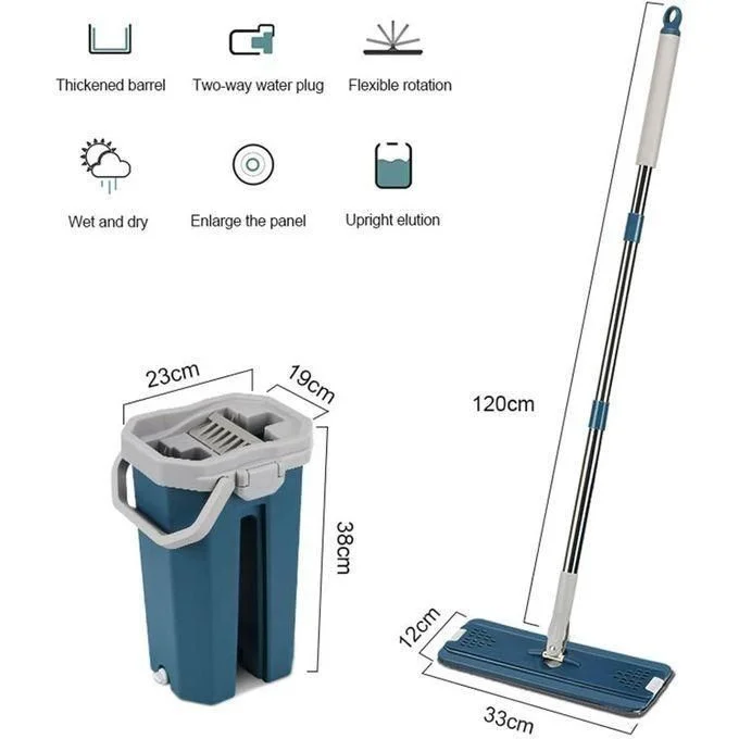 ممسحة أرضية مع دلو أوتوماتيكي للتنظيف الرطب / الجاف + 5 فوط