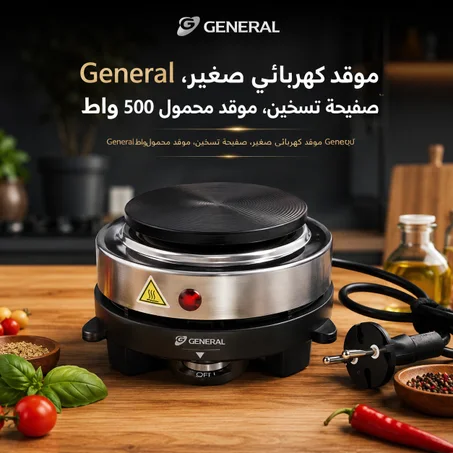 موقد كهربائي صغير من جنرال، موقد كهربائي محمول 500 واط