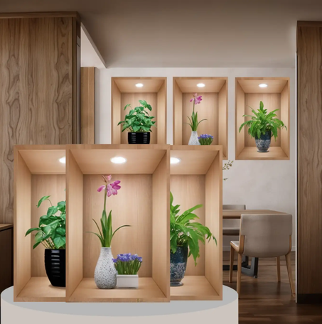 صورة ملصق حائط ثلاثي الأبعاد للنباتات الخضراء