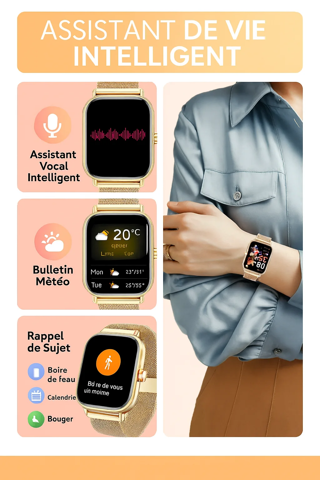 Appels Bluetooth et clavier sur la montre