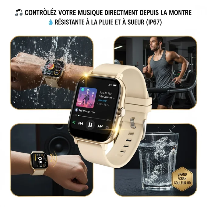 Bracelet maille milanaise doré et cadrans multiples