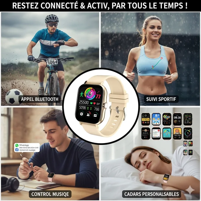 Bracelet maille milanaise doré et cadrans multiples