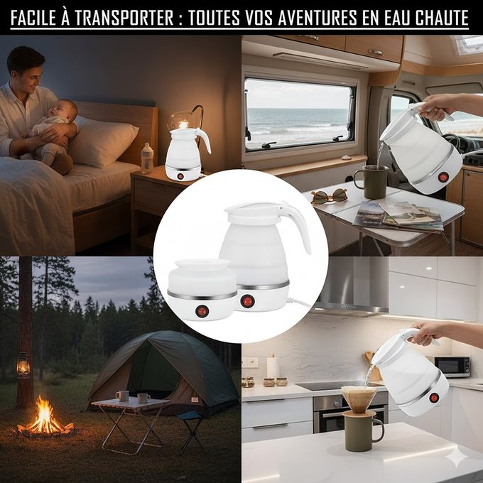 Bouilloire pliable compacte pour voyage