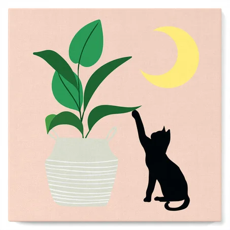 Chaton et plante