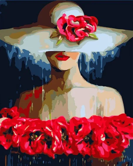 Femme au chapeau et fleur