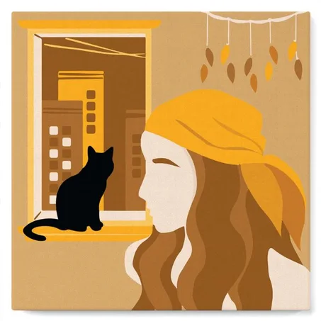 Femme et son chat