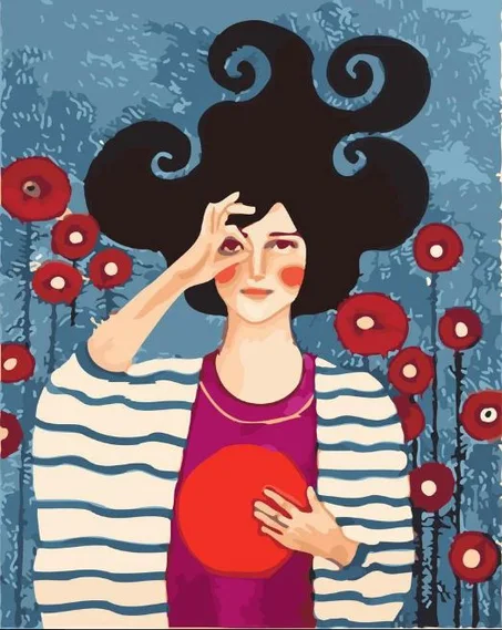 Portrait de femme et Rond rouge