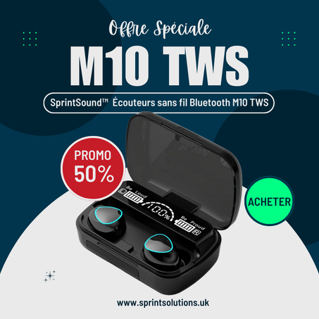 SprintSound™  Écouteurs sans fil Bluetooth M10 TWS                                           ⭐️⭐️⭐️⭐️⭐️