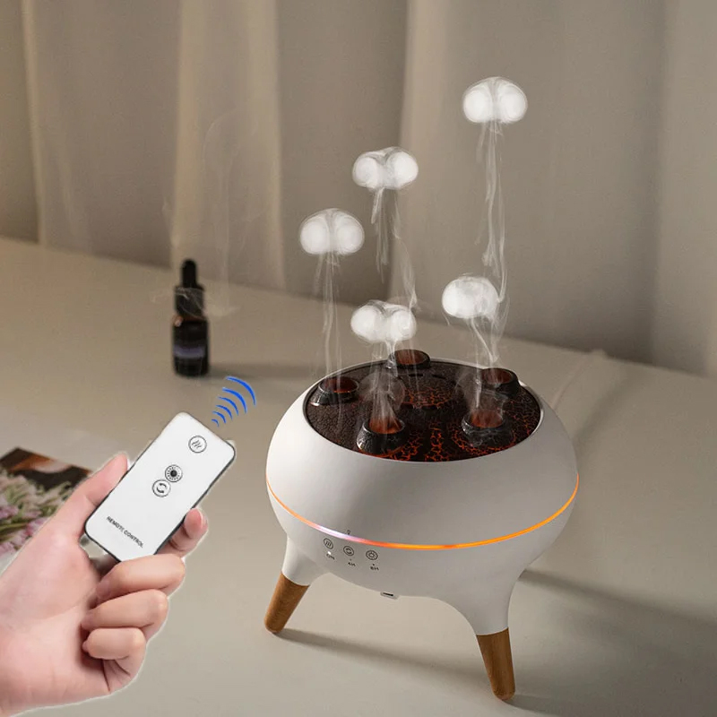 Home Fog Incense Humidifier with Dynamic Spray & Colorful Lighting – Remote Included