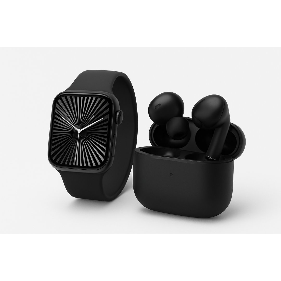 🎁 عرض الكومبو الذكي – ساعة + سماعة شكلهم Apple وبنص السعر! ⌚🎧 دلّع نفسك أو فاجئ حد غالي عليك بهدية متكاملة!