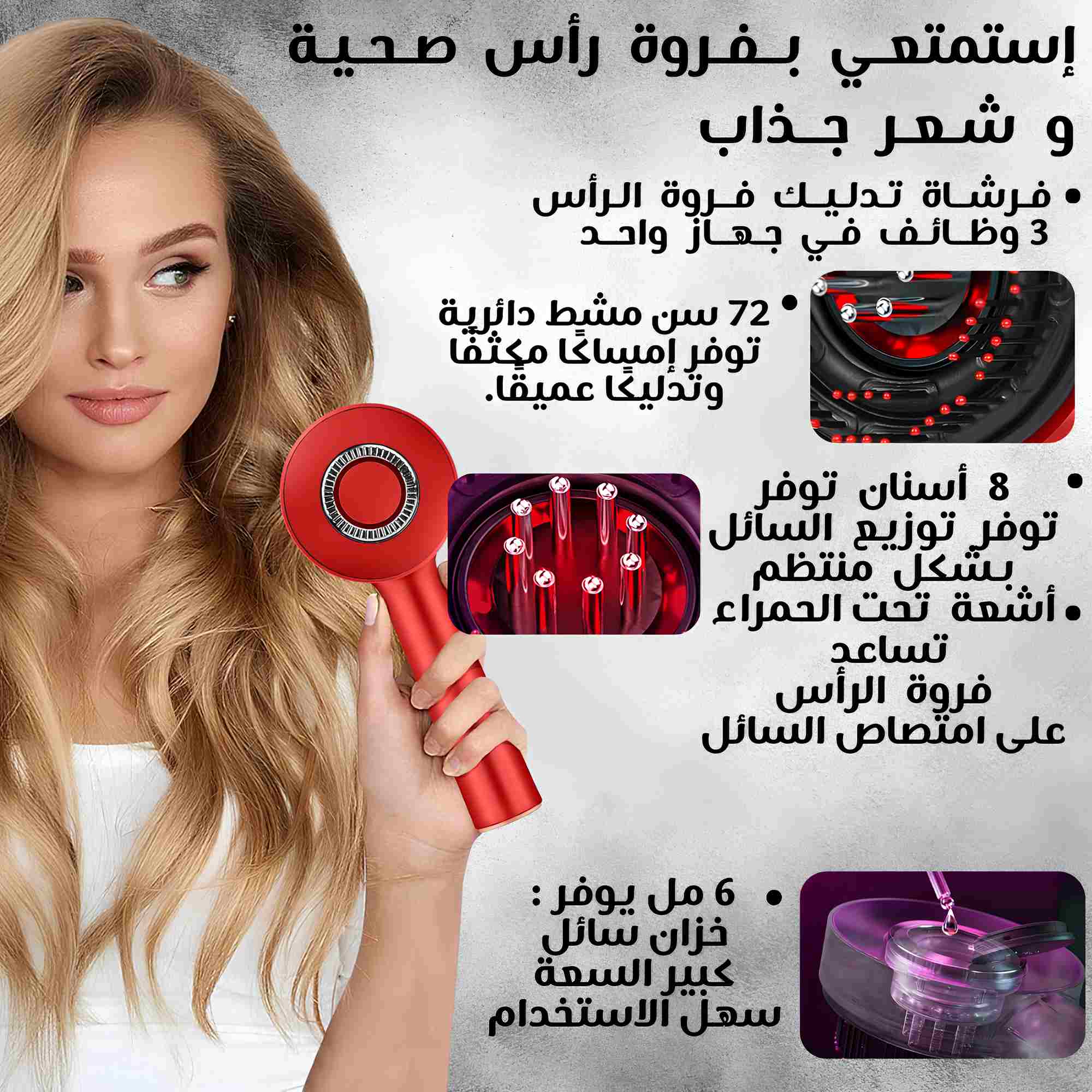 بـكـج إنـبـات الـشـعـر : سـيـروم الـبـيـوتـيـن و الأعـشـاب الـطـبـيـعـيـة + فـرشــاة  تـدلـيــك   3  فـي    واحــد