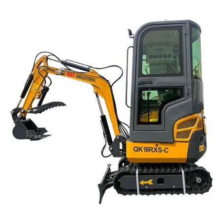 1-ton, Rato Engine Mini Excavator w/Air Conditioning &amp; Enclosed Cab &amp; Side Swing &amp; Hydraulic Thumb | AGT-QK18RXS-C