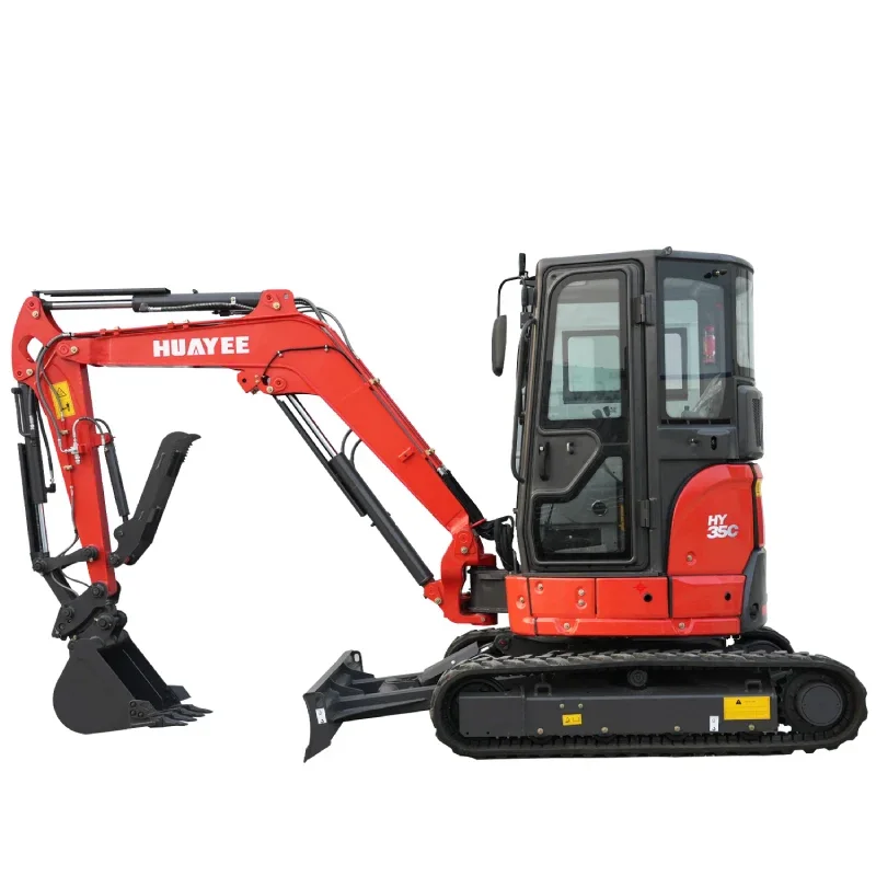 3.5 Ton Industrial Mini Excavator with 24HP kubota Engine &amp; Enclosed Cab | HUAYEE HY35C + 12 Attachments FREE