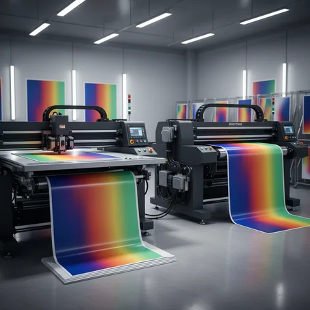 الطباعة على المواد (UV / Vinyl / Flex)