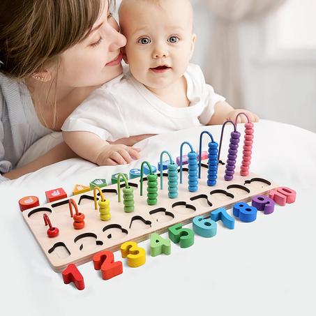 Montessori Kids Wooden E Toys Count Numbers Matching Shape E