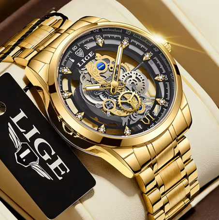 ساعة الهيكل العظمي الذهبية