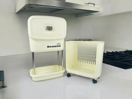 ستاند تخزين مطبخ مع سلة مهملات