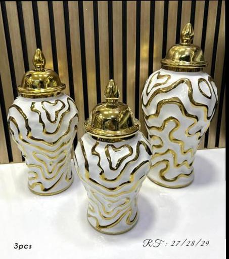 مزهرية زهور مع غطاء ديكور المنزل الفاخرة