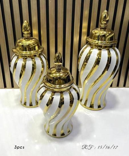 مزهرية زهور مع غطاء ديكور المنزل الفاخرة