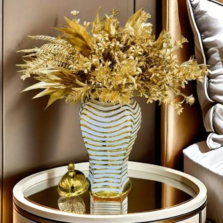 مزهرية زهور مع غطاء ديكور المنزل الفاخرة