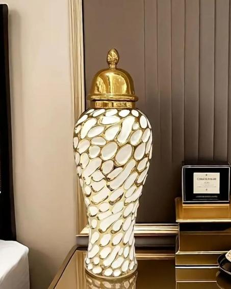 مزهرية زهور مع غطاء ديكور المنزل الفاخرة