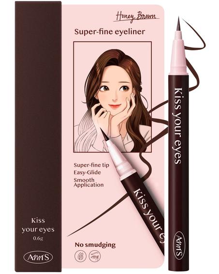 The AMTS x True Beauty Edition Waterproof Liquid Eyeliner Pencil in Honey Brown is a cosmetic product that can withstand water and is designed to enhance the eyes with a natural-looking shade