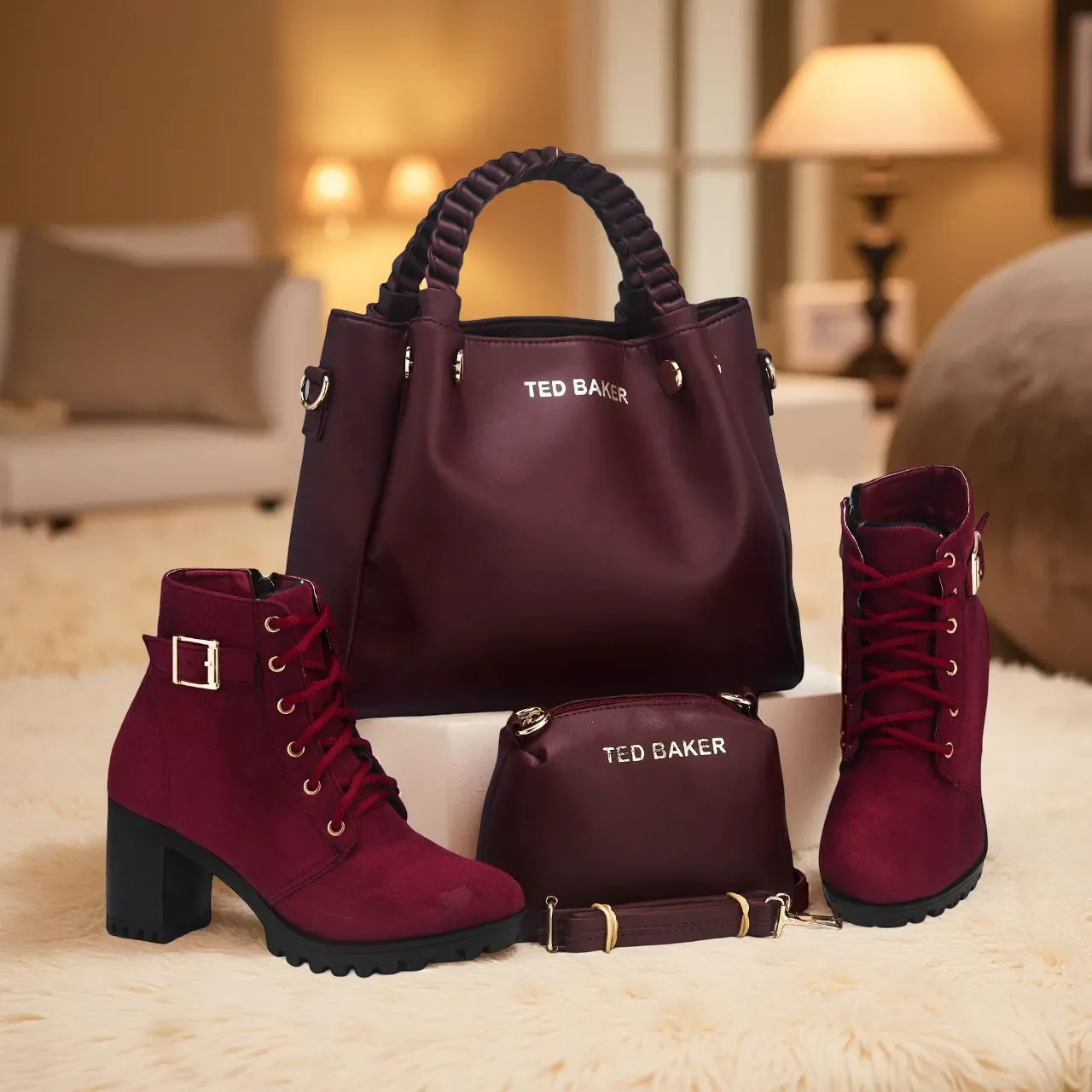 طقم حقيبة وبوت نسائي فاخر