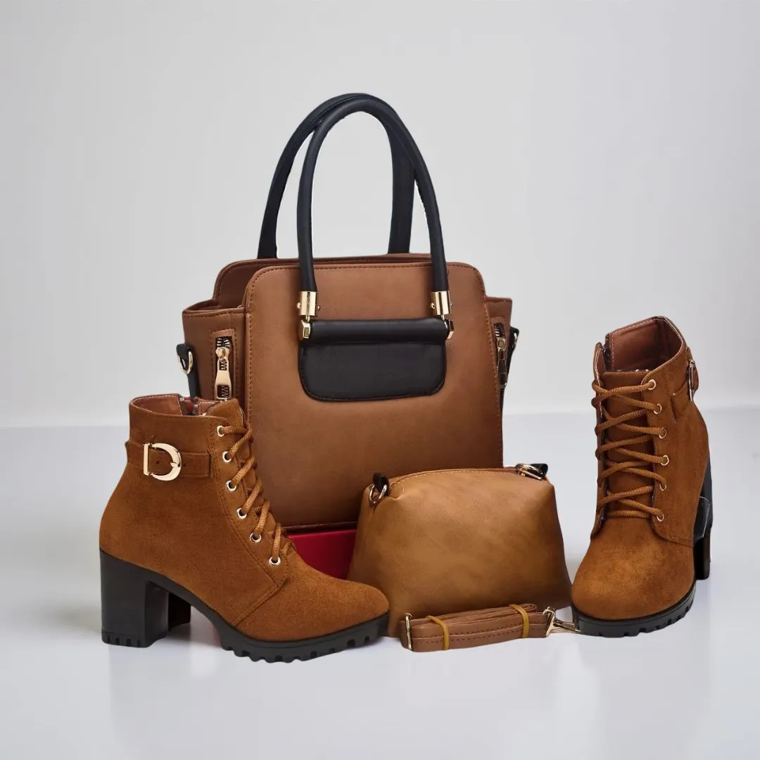 طقم حقيبة وبوت نسائي فاخر