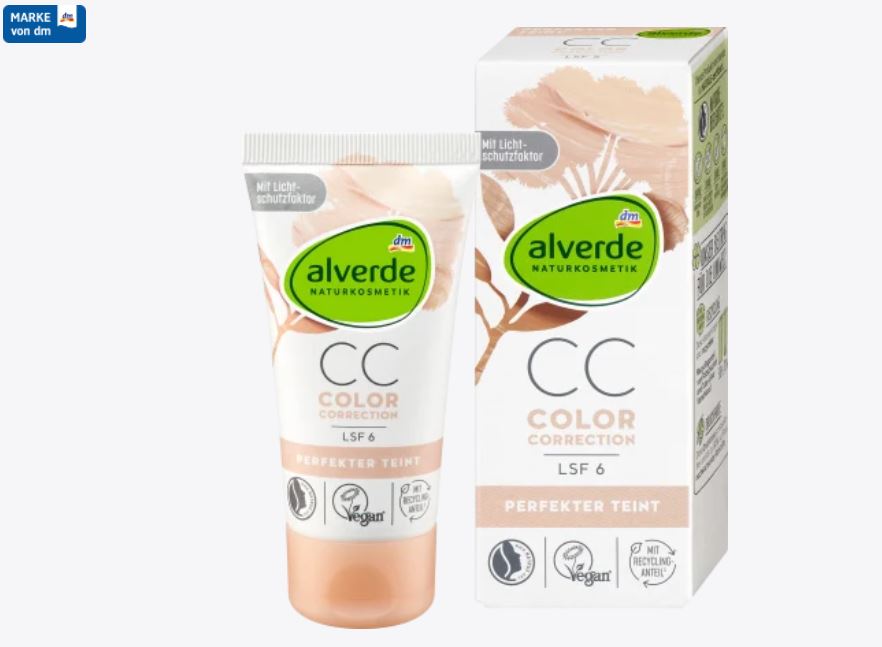 كريم CC لبشرة مثالية بعامل حماية من الشمس SPF 6، 50 مل من alverde NATURKOSMETIK