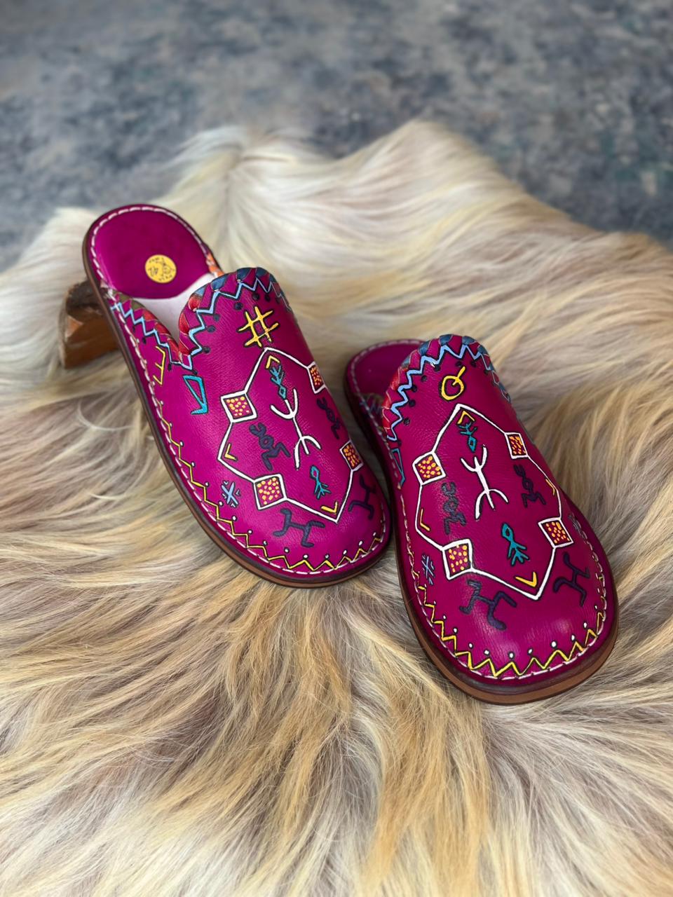 Amazigh Handmade Leather Slippers for women