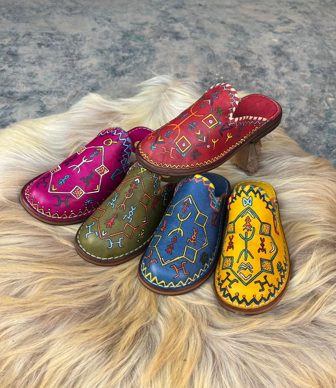 Amazigh Handmade Leather Slippers for women