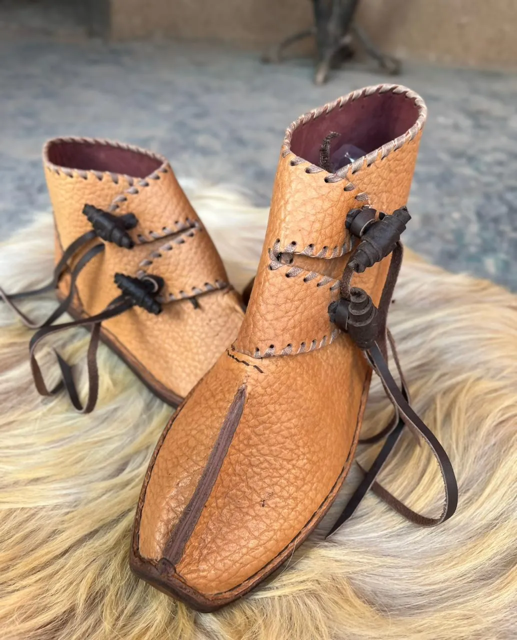 Handmade Leather Slippers for men viking design