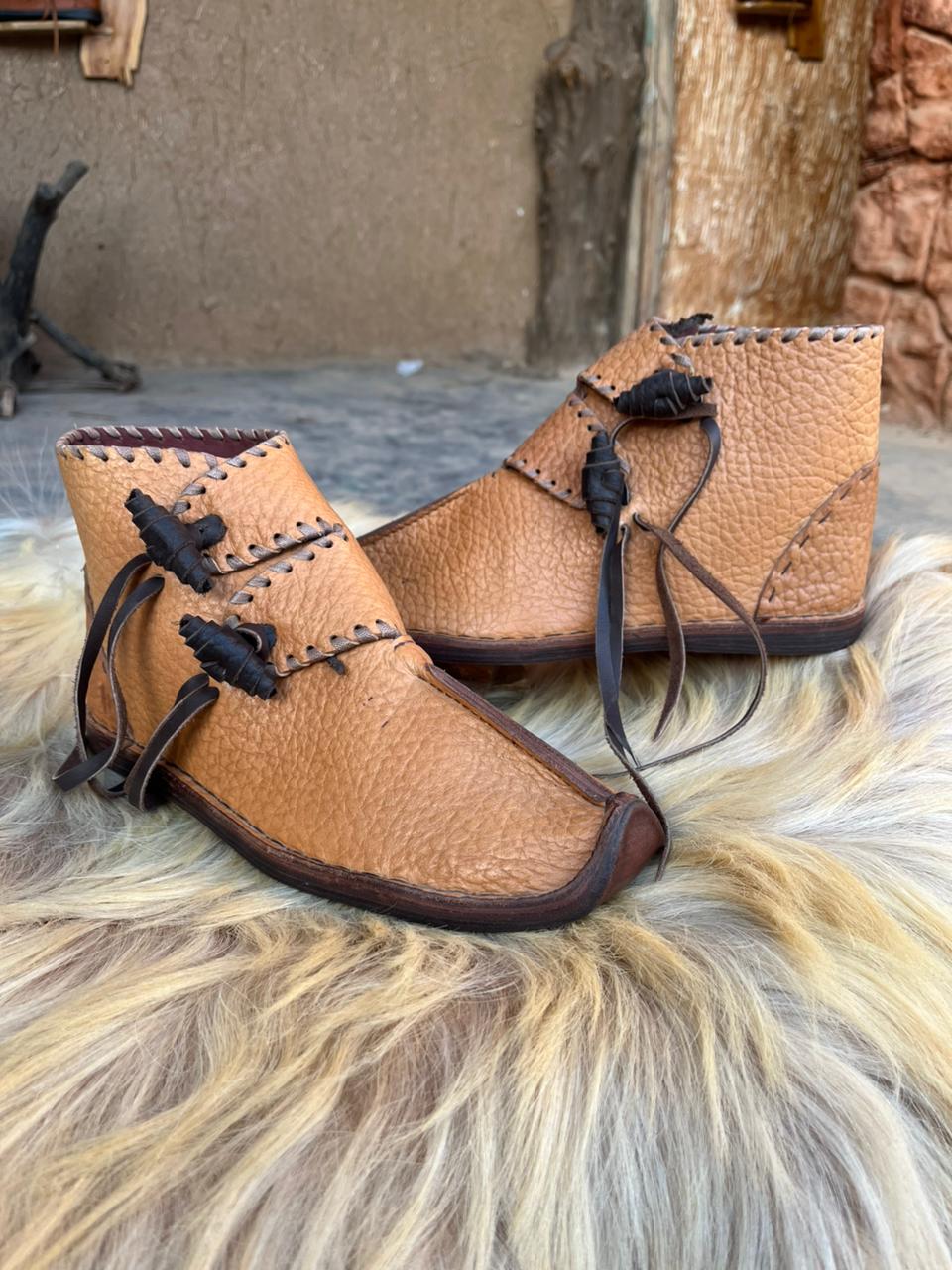 Handmade Leather Slippers for men viking design
