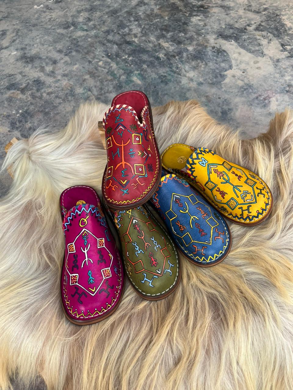Amazigh Handmade Leather Slippers for women