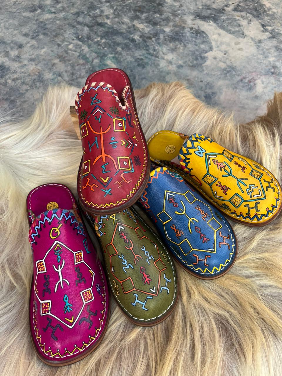 Amazigh Handmade Leather Slippers for women