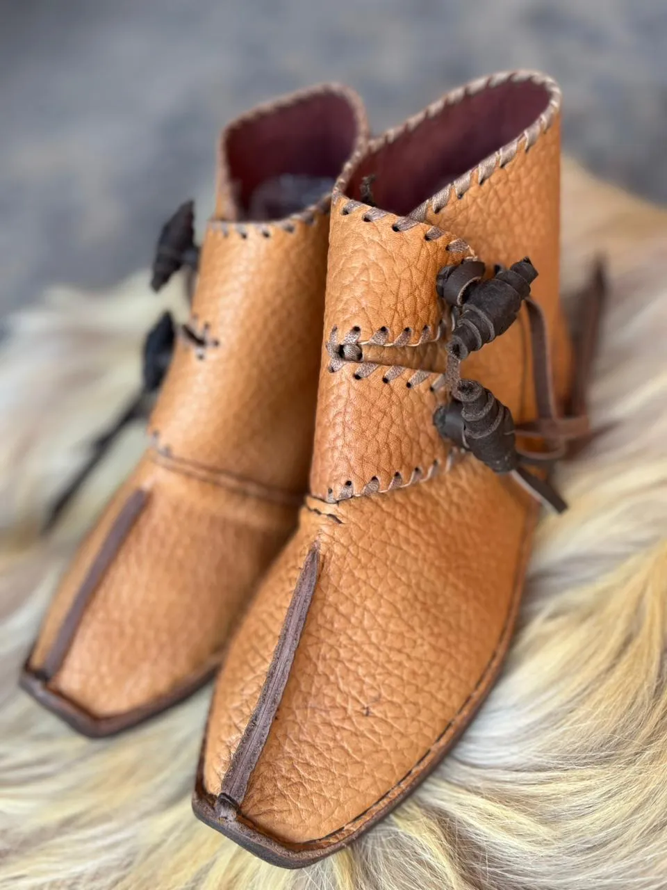 Handmade Leather Slippers for men viking design