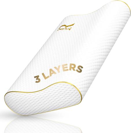 Royal Therapy Almohada King de espuma viscoelástica – Almohada cervical ergonómica para dolor de cuello y hombros – Almohada de contorno firme media para personas que duermen de lado, espalda