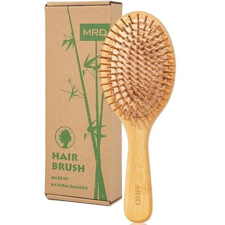 MRD Cepillo de pelo, Natural de Bambú Paddle Desenredar Cepillo de Pelo, Masaje Cuero Cabelludo Grueso/Delgado/Rizado/Cabello Seco Para Mujeres y Hombres
