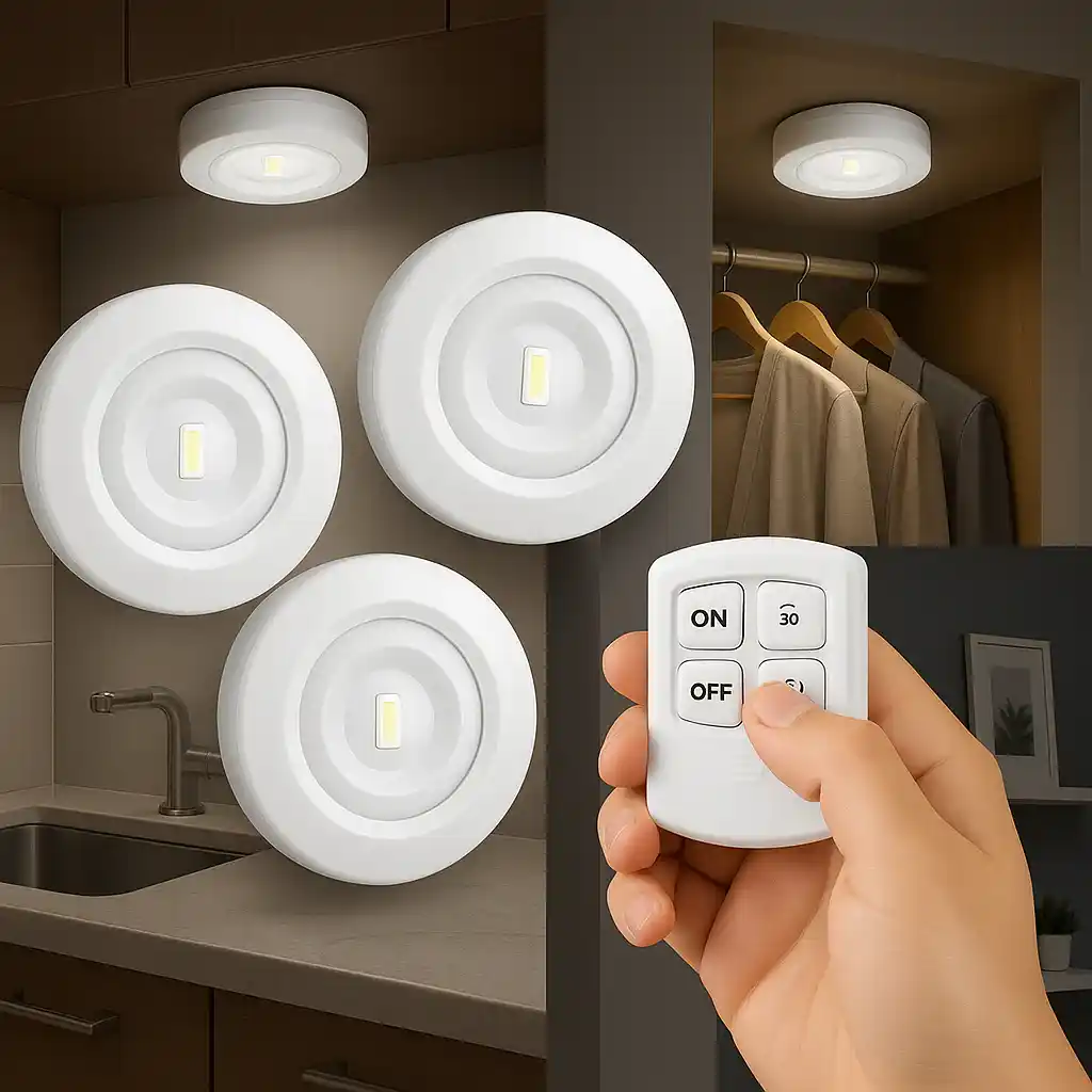 RemoLuz Pro™💡☀️: Set de 3 Luces led con Control Remoto
