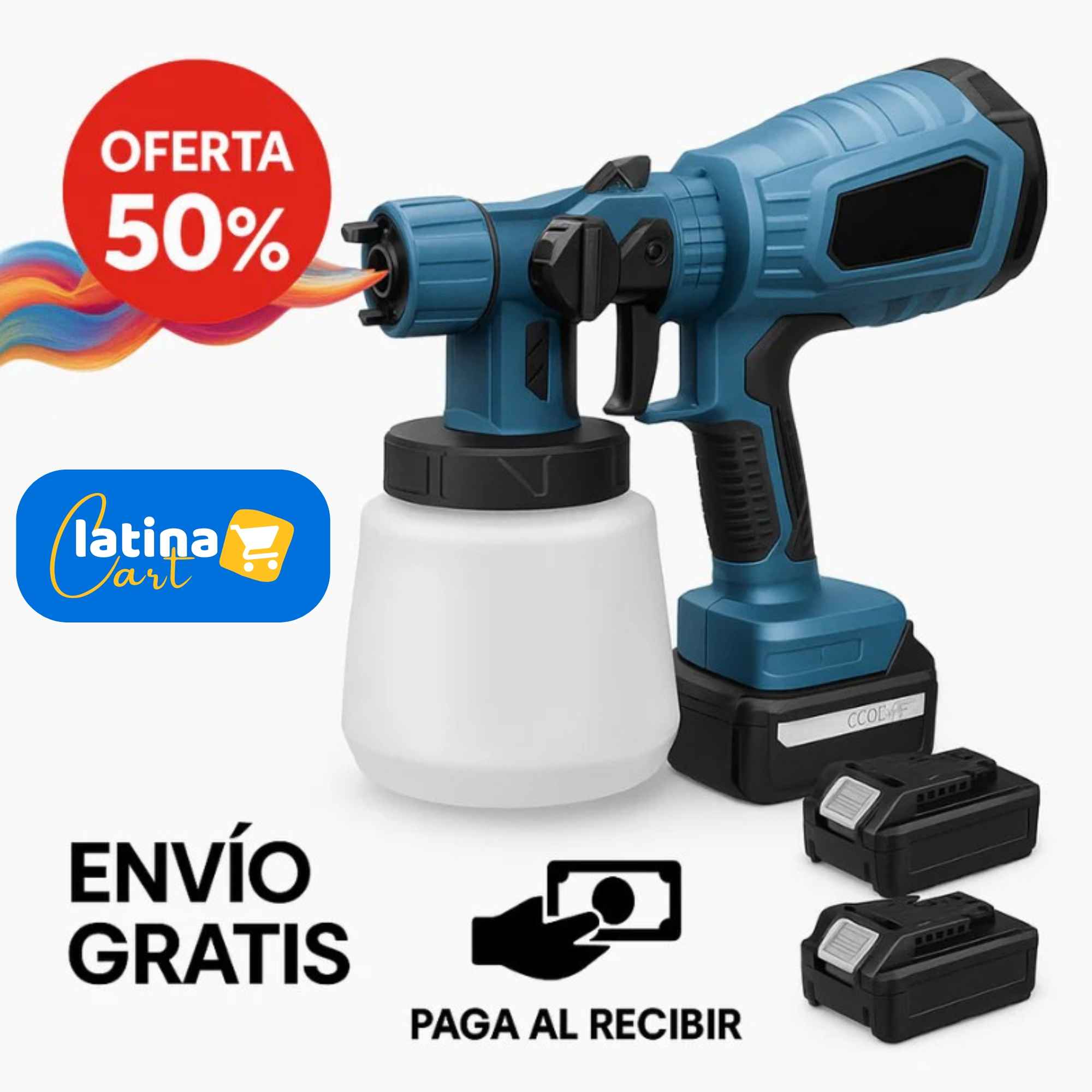 PintaJet™ : Pistola de Pintura Inalámbrica de Alto Poder con 2 Baterías