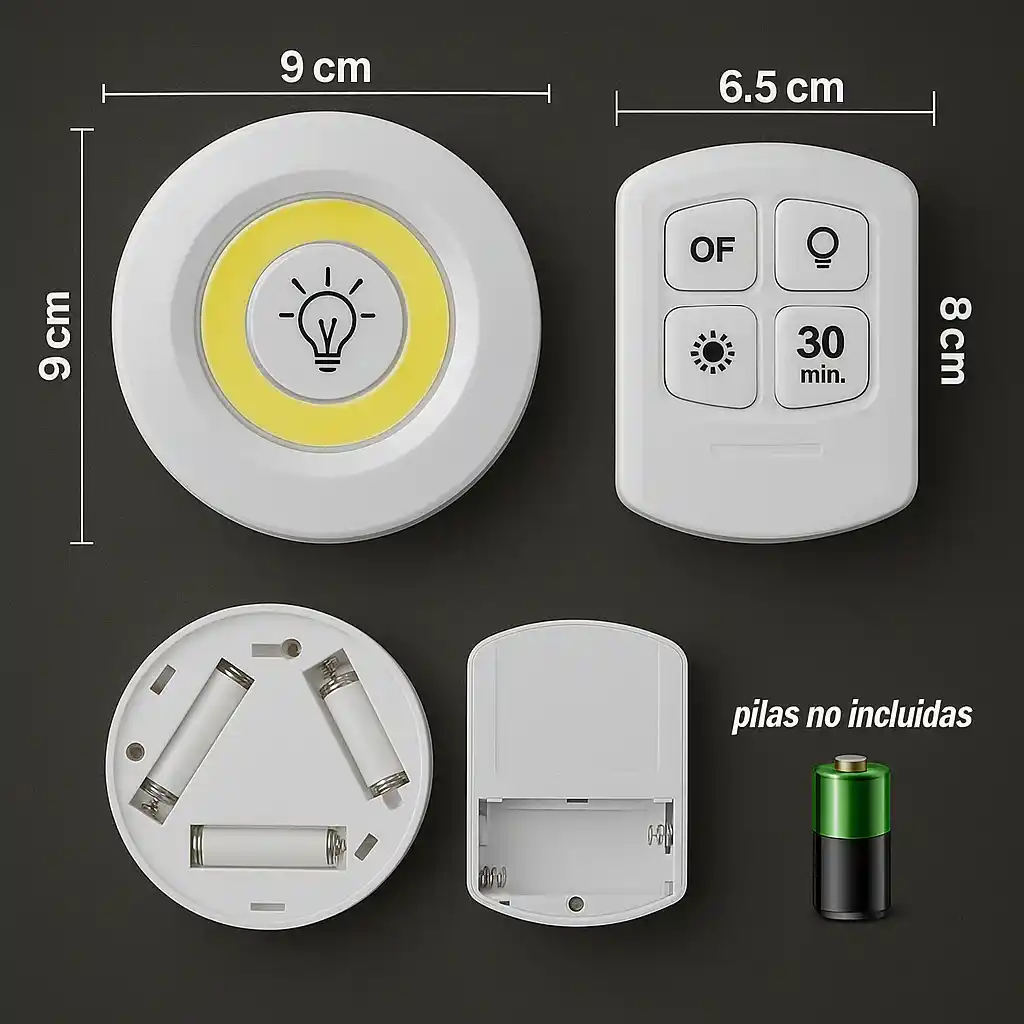 RemoLuz Pro™💡☀️: Set de 3 Luces led con Control Remoto