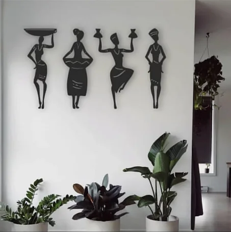 4 لوحات صورة ظلية لنساء أفريقيات