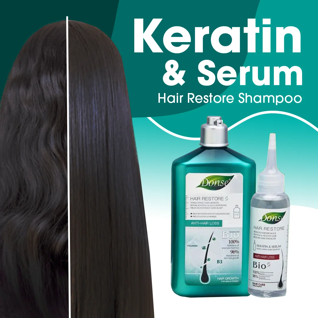 Hair Restore Shampoo + (Keratin & Serum) | شامبو لإستعادة الشعر ونموه و ترطيبه